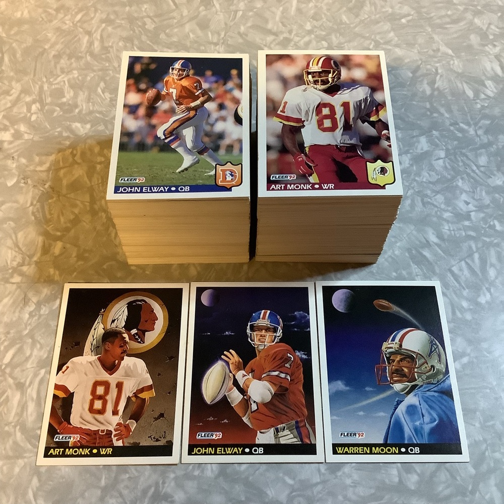 1992 Fleer Football Cards Lot (250) / Includes HOFers Elway Moon Monk and more